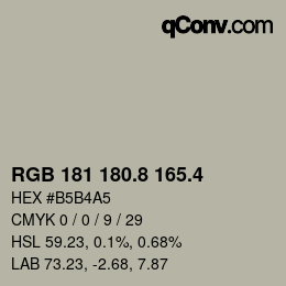 カラーコード: RGB 181 180.8 165.4 | qconv.com