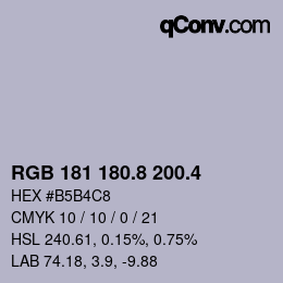 カラーコード: RGB 181 180.8 200.4 | qconv.com
