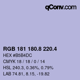 カラーコード: RGB 181 180.8 220.4 | qconv.com