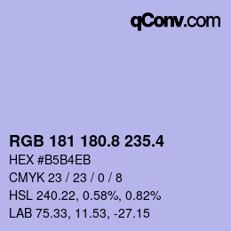 カラーコード: RGB 181 180.8 235.4 | qconv.com