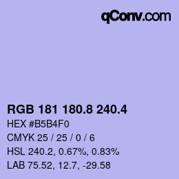 カラーコード: RGB 181 180.8 240.4 | qconv.com