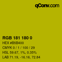 Color code: RGB 181 180 0 | qconv.com