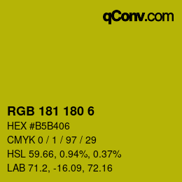 Color code: RGB 181 180 6 | qconv.com