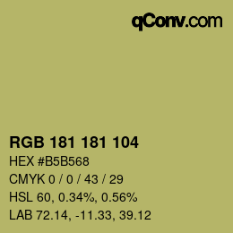 Color code: RGB 181 181 104 | qconv.com