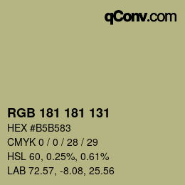 Código de color: RGB 181 181 131 | qconv.com