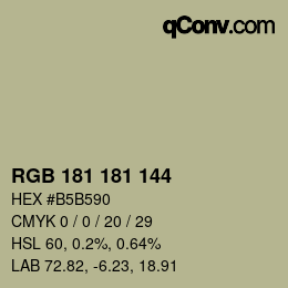 Color code: RGB 181 181 144 | qconv.com