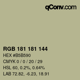 Color code: RGB 181 181 144 | qconv.com