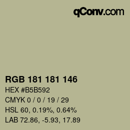 Color code: RGB 181 181 146 | qconv.com