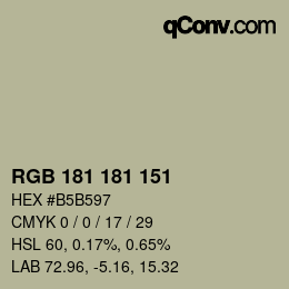 Color code: RGB 181 181 151 | qconv.com