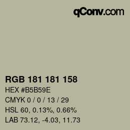 Color code: RGB 181 181 158 | qconv.com