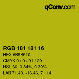 Color code: RGB 181 181 16 | qconv.com