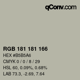 Color code: RGB 181 181 166 | qconv.com