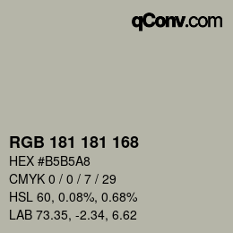 Color code: RGB 181 181 168 | qconv.com