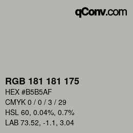 Color code: RGB 181 181 175 | qconv.com