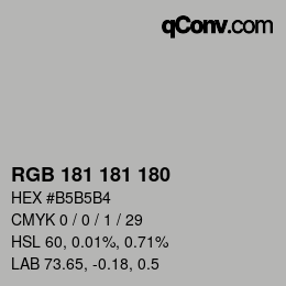 Farbcode: RGB 181 181 180 | qconv.com