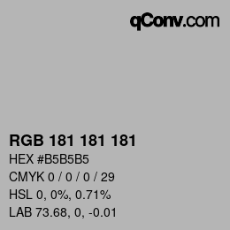 カラーコード: RGB 181 181 181 | qconv.com