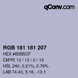 Color code: RGB 181 181 207 | qconv.com