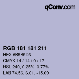 Código de color: RGB 181 181 211 | qconv.com