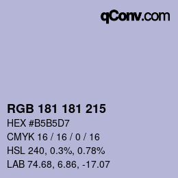 カラーコード: RGB 181 181 215 | qconv.com