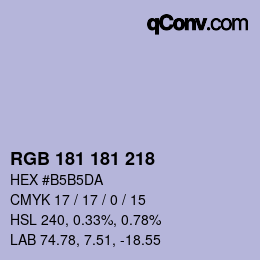 Color code: RGB 181 181 218 | qconv.com