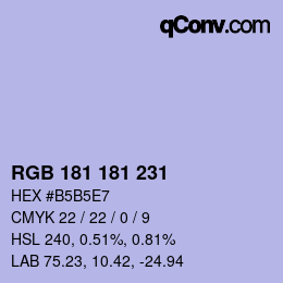 Color code: RGB 181 181 231 | qconv.com
