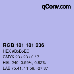 Color code: RGB 181 181 236 | qconv.com