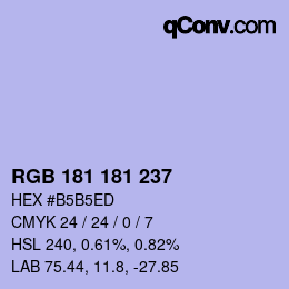 Color code: RGB 181 181 237 | qconv.com