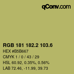 カラーコード: RGB 181 182.2 103.6 | qconv.com