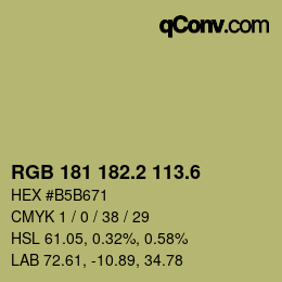 カラーコード: RGB 181 182.2 113.6 | qconv.com