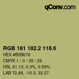 カラーコード: RGB 181 182.2 118.6 | qconv.com
