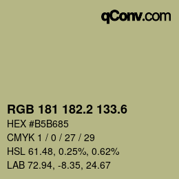 カラーコード: RGB 181 182.2 133.6 | qconv.com