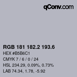 カラーコード: RGB 181 182.2 193.6 | qconv.com