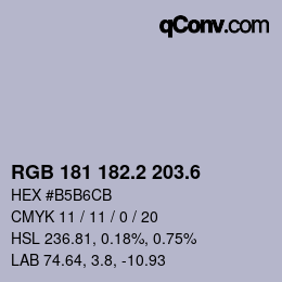 カラーコード: RGB 181 182.2 203.6 | qconv.com