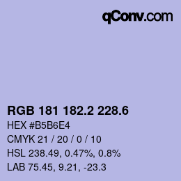 カラーコード: RGB 181 182.2 228.6 | qconv.com