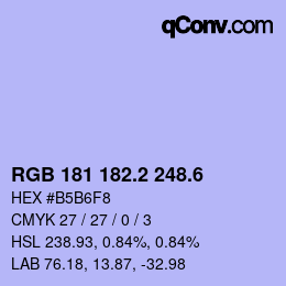 カラーコード: RGB 181 182.2 248.6 | qconv.com