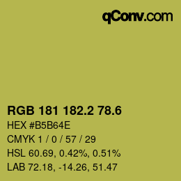 カラーコード: RGB 181 182.2 78.6 | qconv.com