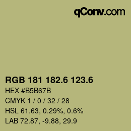 カラーコード: RGB 181 182.6 123.6 | qconv.com