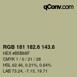 カラーコード: RGB 181 182.6 143.6 | qconv.com