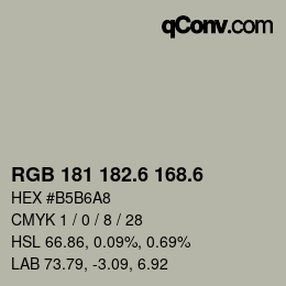 カラーコード: RGB 181 182.6 168.6 | qconv.com