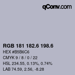 カラーコード: RGB 181 182.6 198.6 | qconv.com