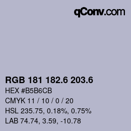 カラーコード: RGB 181 182.6 203.6 | qconv.com