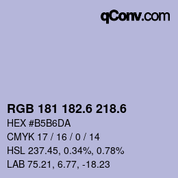 カラーコード: RGB 181 182.6 218.6 | qconv.com