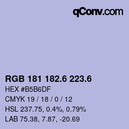 カラーコード: RGB 181 182.6 223.6 | qconv.com