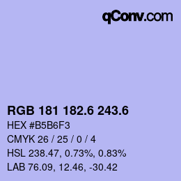 カラーコード: RGB 181 182.6 243.6 | qconv.com