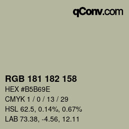 Color code: RGB 181 182 158 | qconv.com