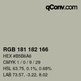 颜色代码: RGB 181 182 166 | qconv.com