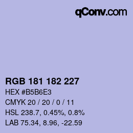 Código de color: RGB 181 182 227 | qconv.com