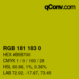 Color code: RGB 181 183 0 | qconv.com