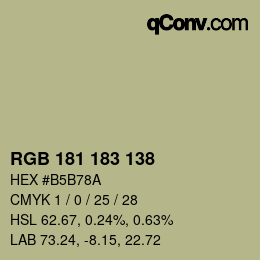 Código de color: RGB 181 183 138 | qconv.com