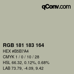カラーコード: RGB 181 183 164 | qconv.com
